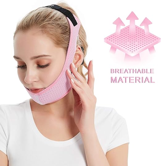 [Australia] - Chin Strap for Cpap Users, Anti Snoring Sleep Aid Solution for Men and Women, Adjustable Effectively Reduce Snoring, Stop Snore Device for Better Sleep (Pink) Pink 