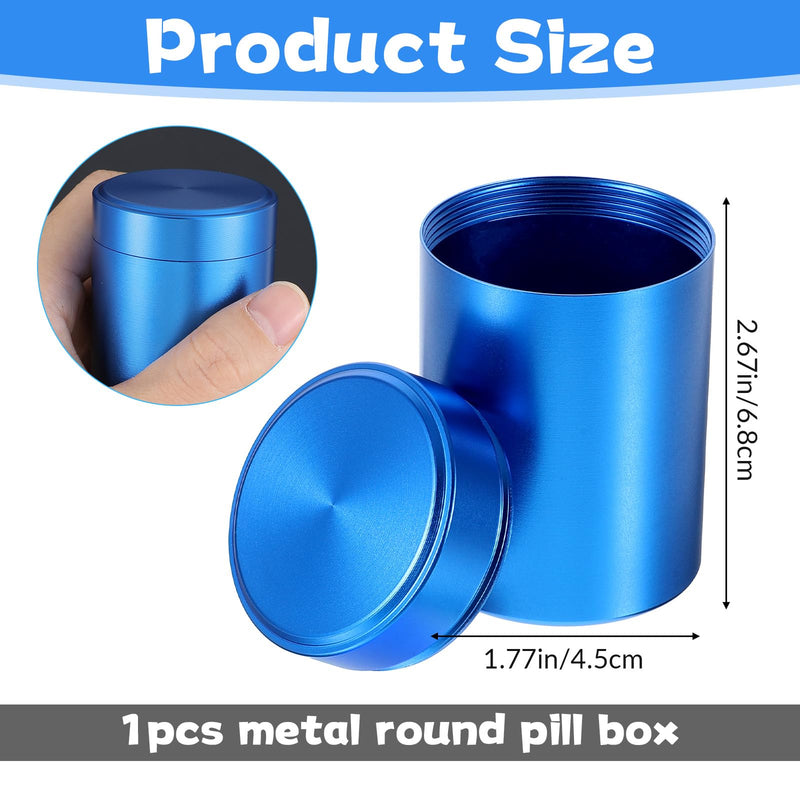 Small Pill Case Metal Portable Aluminium Alloy Round Pill Box Container Waterproof Pocket Medicine Box Holder Organizer Travel Camping Daily Outdoor Supplements Bottle for Vitamin Fish Oils