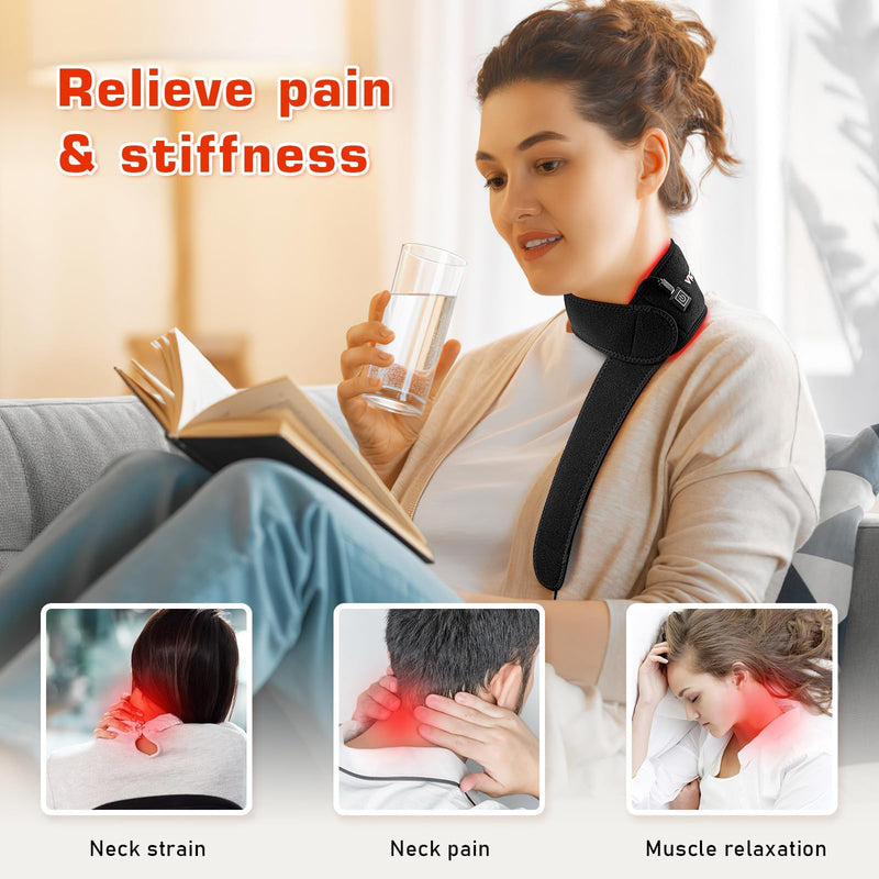 [Australia] - Red Light Therapy for Neck, Near Infrared Light Therapy Belt Wearable Infrared Neck Wrap with Timer Infrared Belt for Chin Firming V Face Lifting Mask Body Neck Hand Wrist Legs Unisex Gift Dark Black 
