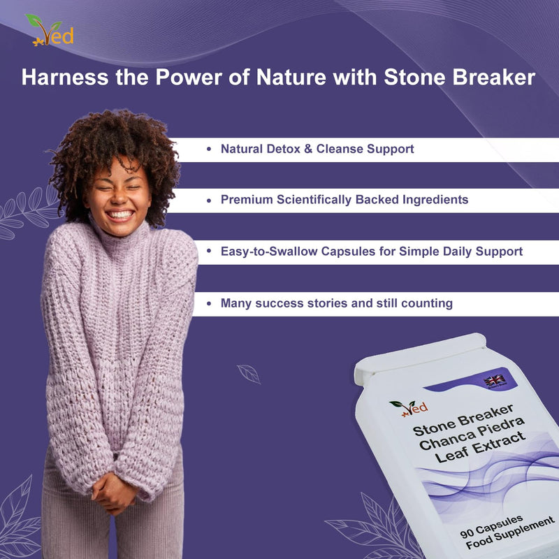 Ved Stone Breaker, Chanca Piedra Leaf Extract 1500 mg Kidney & Liver Support, Dissolve, Flush & Cleanse,90 Vegan Capsule (30 Days Supply)