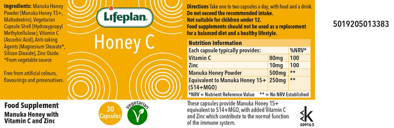 Lifeplan Honey C for Immunity 2 x 30 Capsules