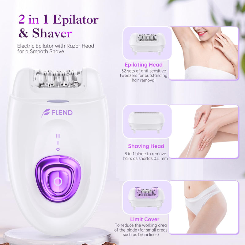 [Australia] - Epilator,Epilators Hair Removal for Women, 2 in 1 Hair Removal Device with LED Light & USB Rechargeable, Electric Shaver for Legs,Underarms,Bikini and Full Body Purple 