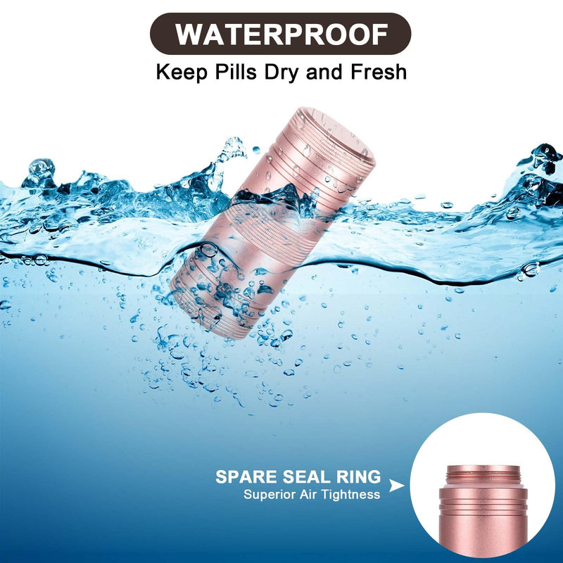Small Pill Box Metal Pill Case - Portable Waterproof Pill Container for Pocket Purse, Travel Daily Pill Holder, Medicine Organizer for Vitamin/Fish Oil/Supplements Pink 1 Pack Small-Medium
