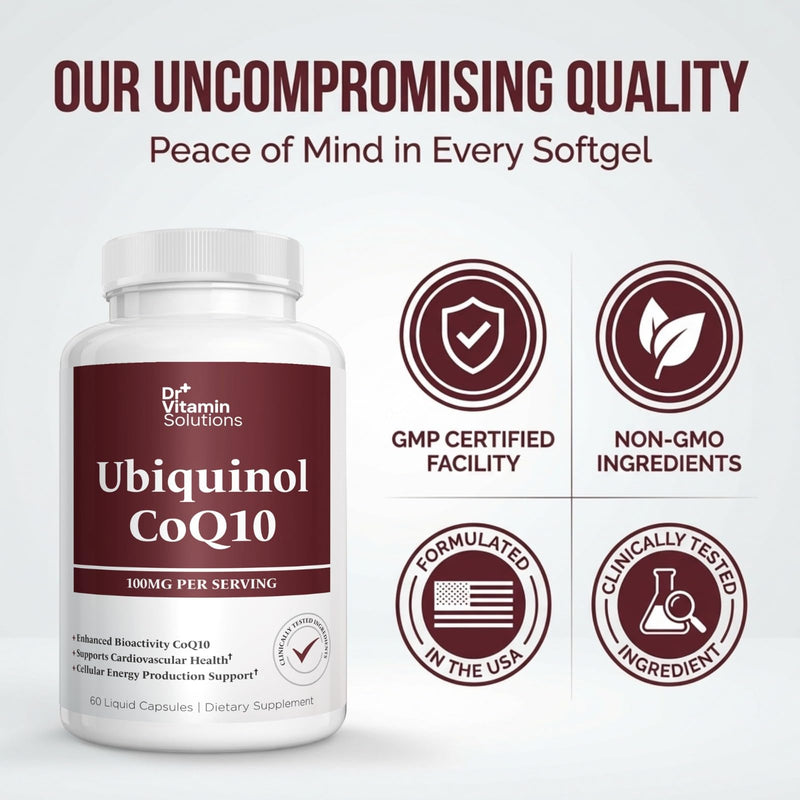Ubiquinol CoQ10 100mg, Coenzyme Q10 Active Form, Heart Health Support | Kaneka Ubiquinol, 60 Liquid Capsules, Cellular Energy, Antioxidant Support, Non-GMO, Made in USA, Easy to Swallow