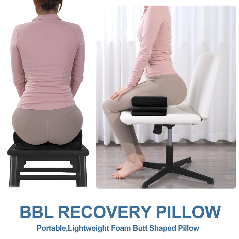 [Australia] - HOMBYS Adjustable Height BBL Pillow After Surgery for Sleeping,High Density Foam BBL Recovery Pillow for Sitting After Surgery, Durable Butt Pillows for Car Seats, Office and Home Chairs (Black) Black 