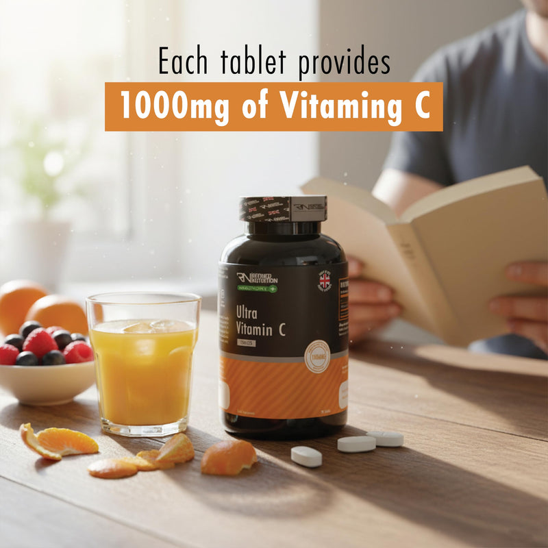 Refined Nutrition Vitamin C 1000mg Tablets – 90 Vegan & Vegetarian Tablets | High Strength Vitamin C with Rose Hip | Immune Support | Once Daily | Made in the UK