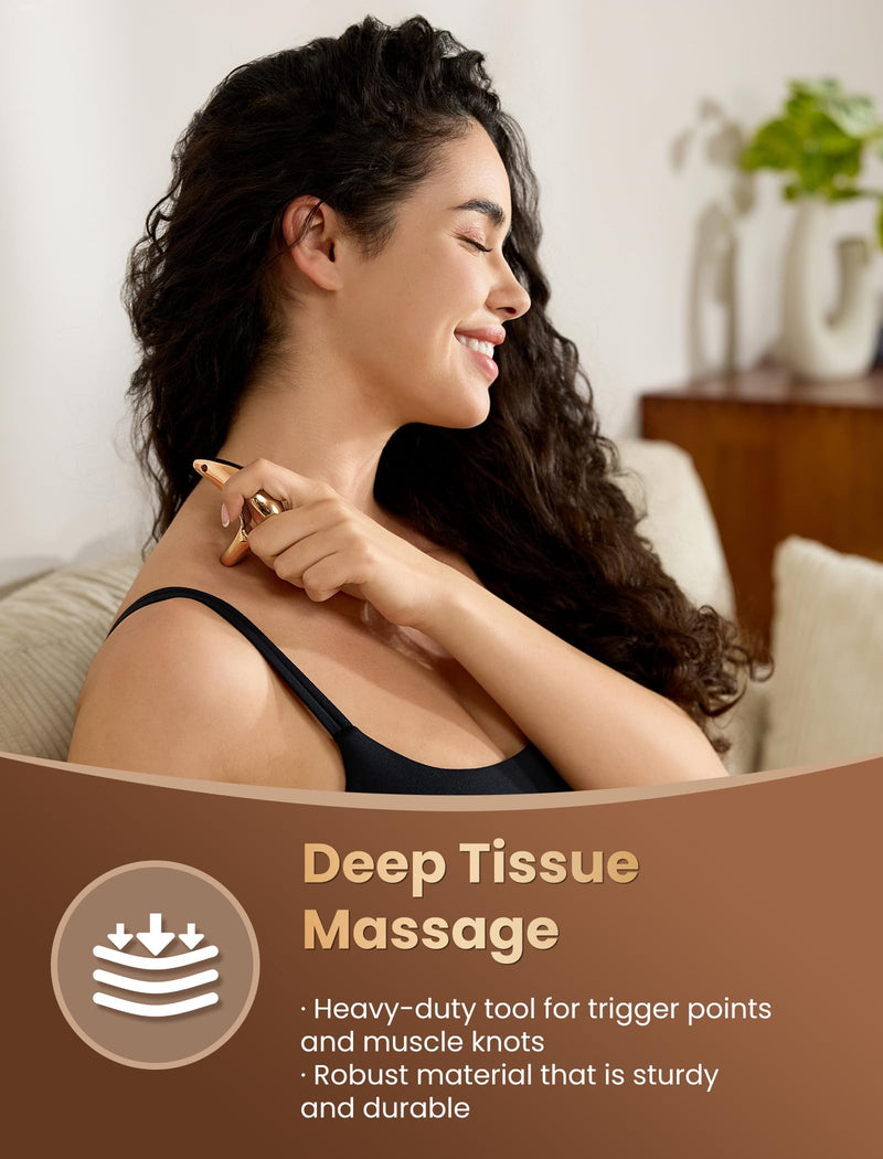[Australia] - lifechill Trigger Point Massage Tool for Gua Sha, Lymphatic Drainage Massager, Deep Tissue Thumb Saver Acupressure Tool for Full Body Pain Relief, Gold 