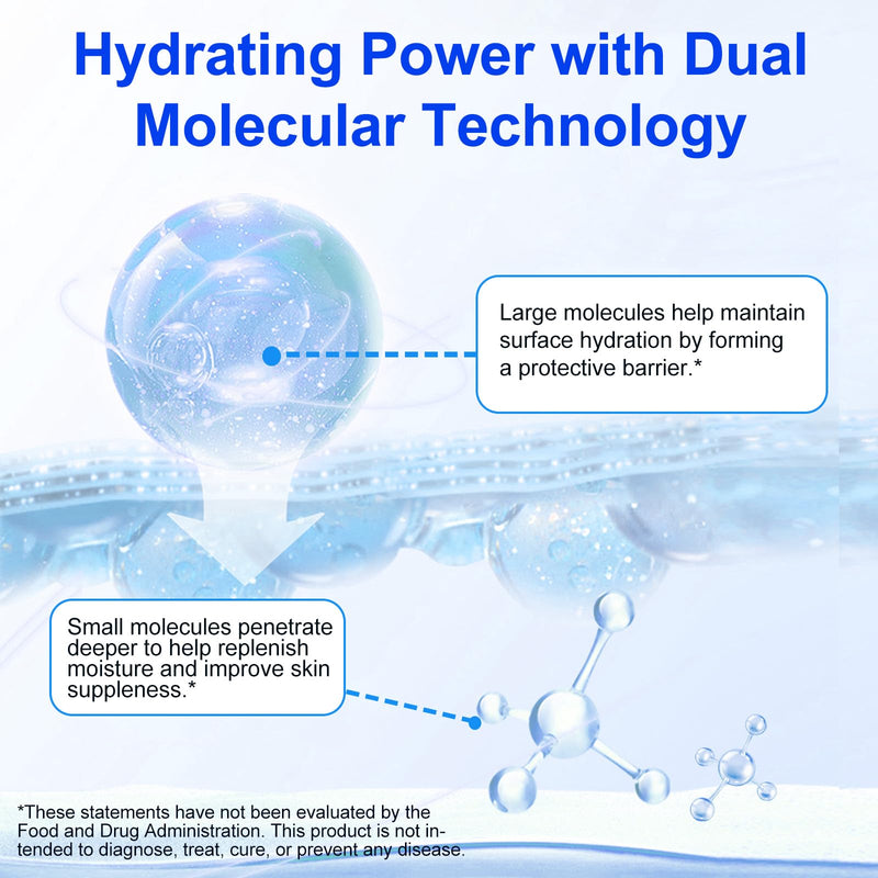 Pure Hyaluronic Acid Powder 100%,Dual Molecular Weight for Deep Hydration, Skin Smoothing & Plumping, Reduces Fine Lines, Ideal for DIY Serums and Daily Skincare,100g