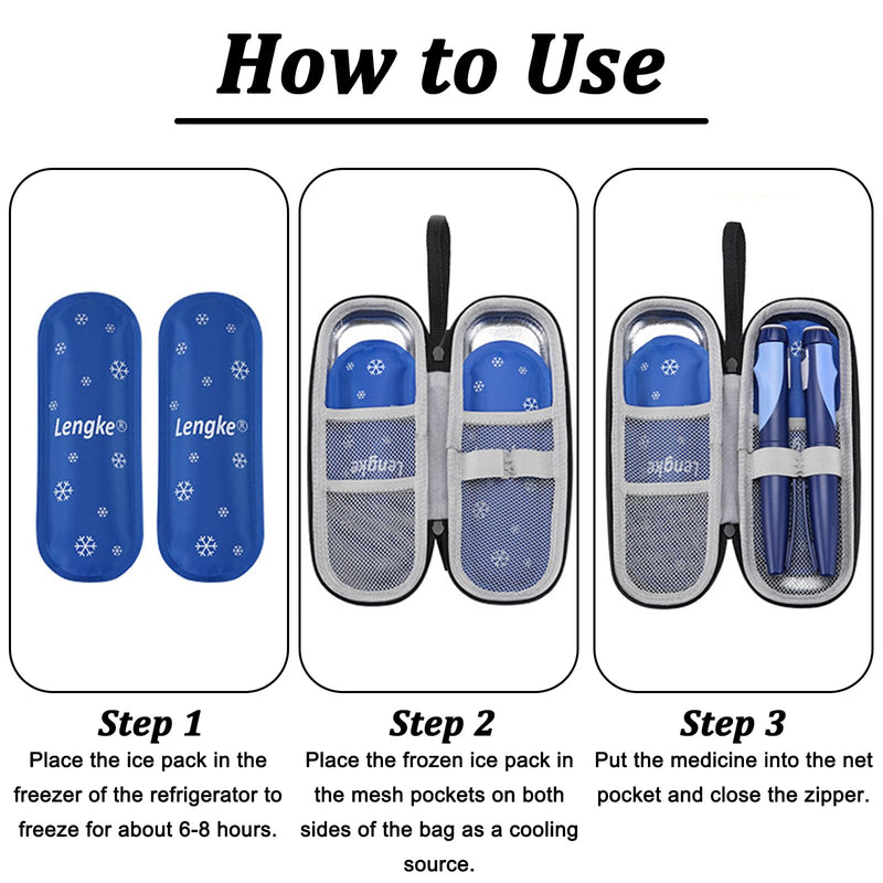 [Australia] - Geaanen Insulin Cooler Bag, Insulin Cooler Box, Insulin Pen Bag, Diabetes Bag, Medication Cooler Bag, Compact and Portable, Waterproof, Heat-Insulating and Wear-Resistant (Blue, + Ice Strips*2) 