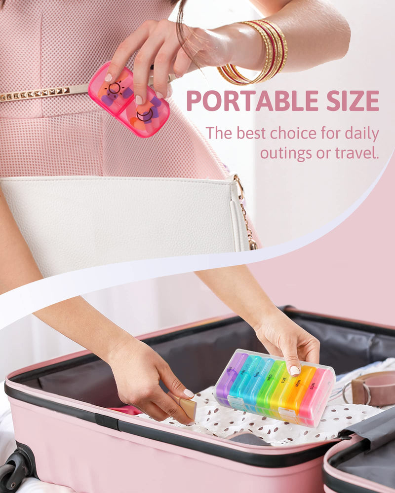 [Australia] - Weekly Pill Organizer 2 Times a Day with Same-Side Large Opening for Easy Filling & Retrieving, Color Tracking 7 Day AM PM Pill Box with Large BPA Free Pill Case for Vitamins, Fish Oils (Clear) 01-clear 