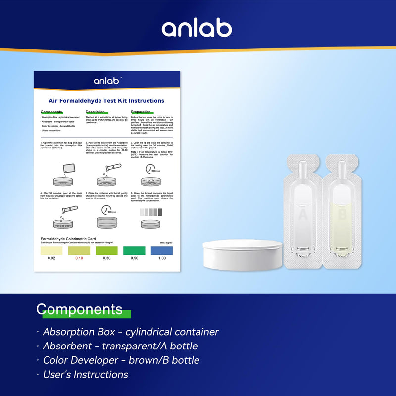 Air Formaldehyde (HCHO) DIY Test Kit - Used for Air Quality Testing, Detector Used for Home, Residential, Business, Hotel, Hospital, School, Furniture, Auto (Pack of 1) (3) 3