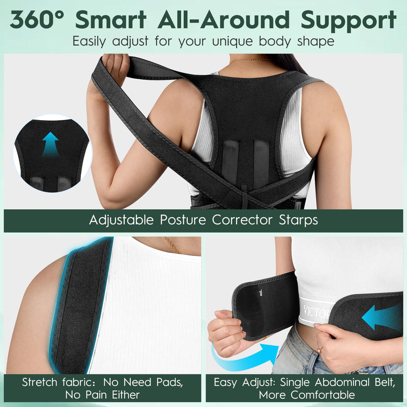 Back Brace Posture Corrector For Men and Women - Bionic System Posture Correctors, Adjustable Full Brace, Shoulder Back Straightener, Neck, Upper And Lower Pain Relief Medium