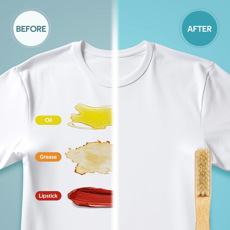 [Australia] - BFWood Laundry Stain Brush, Natural Soft Boar Bristle for Scrubbing Out Tough Stains on Delicate Fabrics, Knits, Cotton, Linens, No Damage Regular 