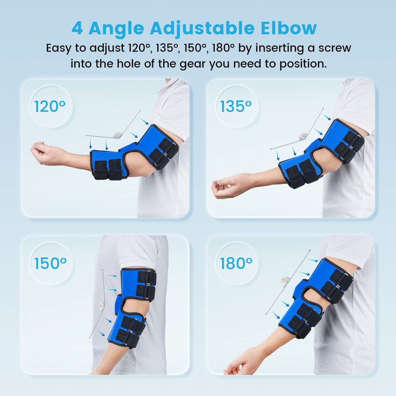 [Australia] - Elbow Splint Brace for Cubital Tunnel Syndrome and Ulnar Nerve Entrapment,New Upgraded with 4 Angles Adjustable,Fixed Elbow,Prevent Excessive Bending,for Men,Women,fits Left and Right Arm -S/M M 