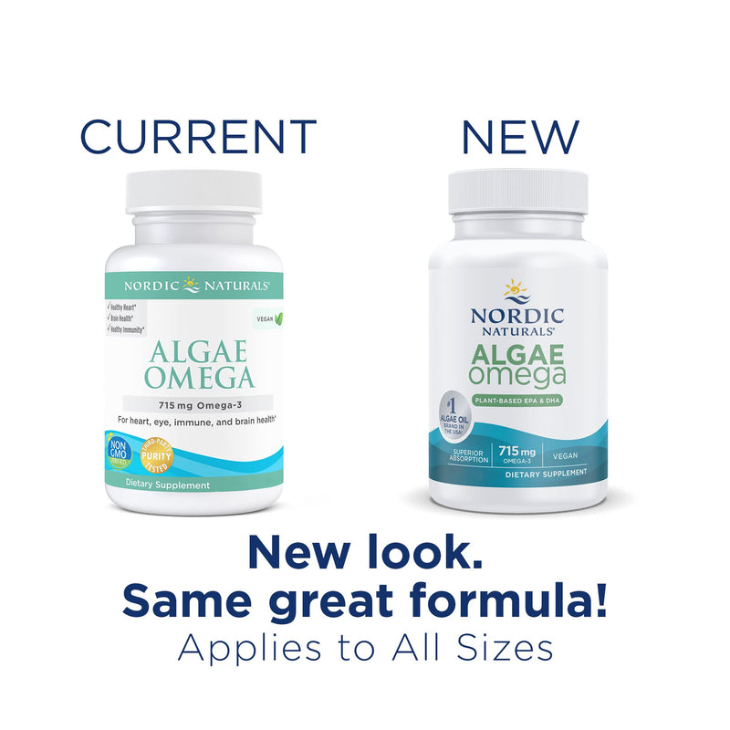[Australia] - Nordic Naturals Algae Omega - 120 Soft Gels - 715 mg Omega-3 - Certified Vegan Algae Oil - Plant-Based EPA & DHA - Heart, Eye, Immune & Brain Health - Non-GMO - 60 Servings Unflavored 120 Count (Pack of 1) 