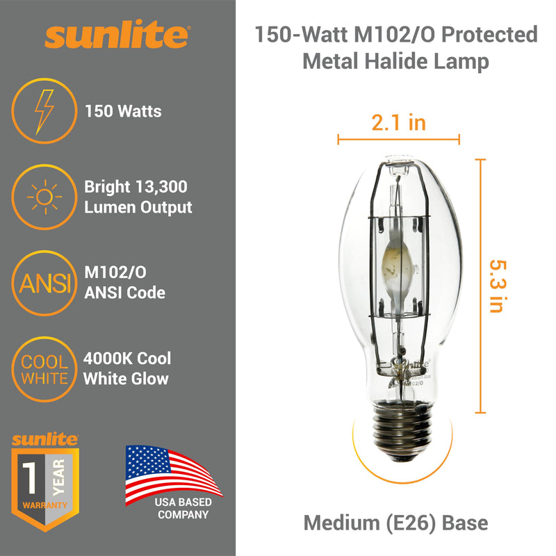 [Australia] - Sunlite M102/O Protected Metal Halide Lamp 150W Clear 150 Watts 