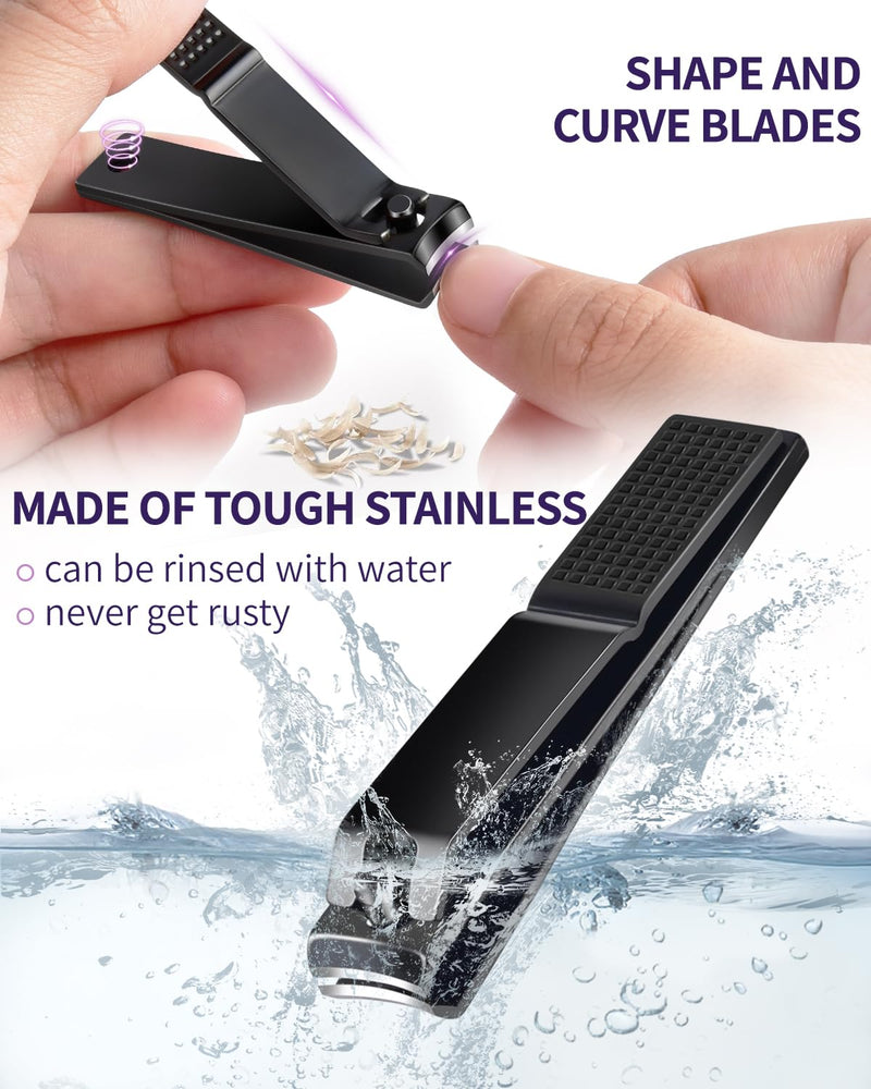 MORGLES Eyebrow Tweezers for Women and Nail Clipper Set with Travel Case Precision Tweezers for Facial & Ingrown Hair Removal with Scissors D-purple