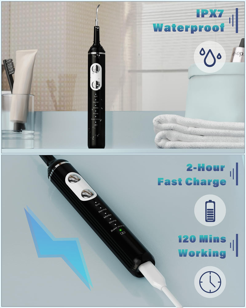 [Australia] - Plaque Remover for Teeth, Dental Cleaning Kit Tartar Remover for Teeth with LED Light & 5 Modes, Rechargeable Dental Cleaner, 4 Replaceable Heads 