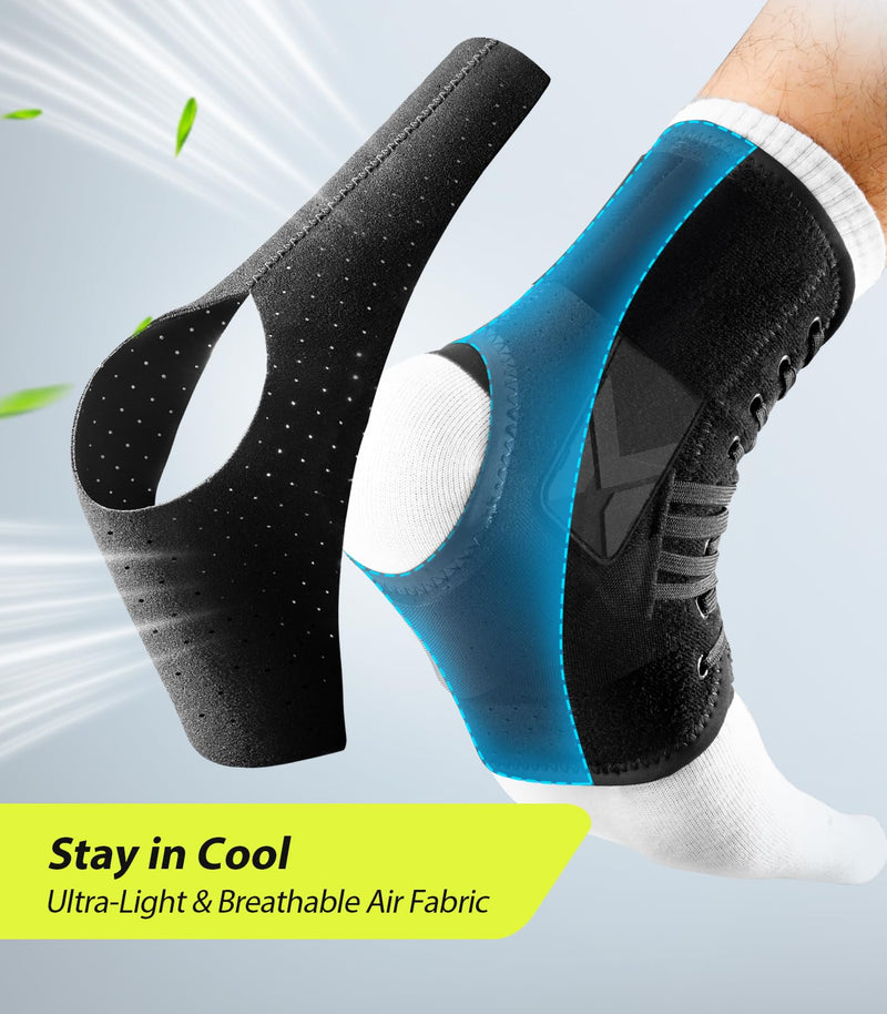 [Australia] - Quick Lace Up Ankle Brace with Side Stabilizing Pads, Slim Fit Ankle Support Brace, Adjustable & Breathable Ankle Support for Men Women, Ankle Stabilizer for Sprain,Injury Recovery,Sports,M M (Ankle size:12"-13")/Pack of 1 Black 