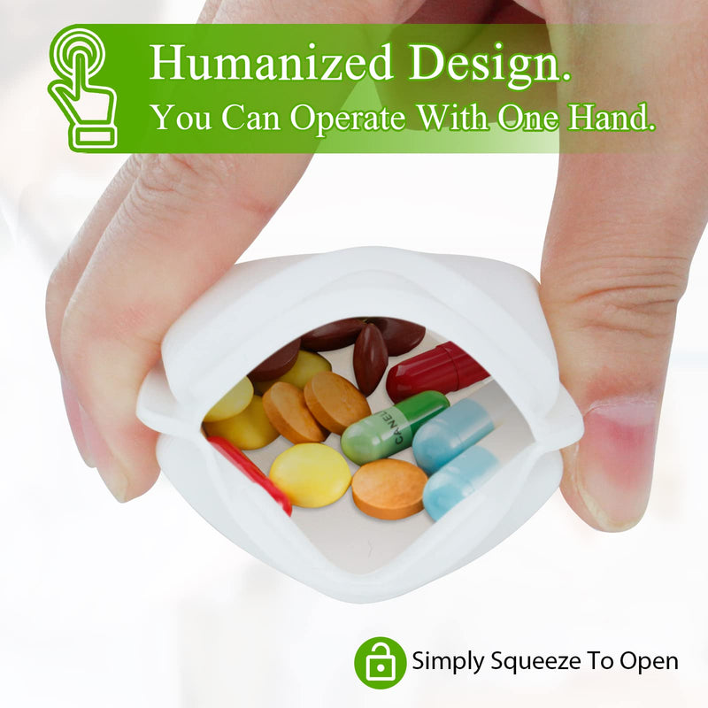 2 Pieces Pill Organizer Reusable Pocket Pill Case Portable Open Pill Pouch Silicone Small Pill Box Pill Container Pill Holder Pill Bags Organizing Medication, Vitamins, and Tablets for Travel (White) Pack of 2