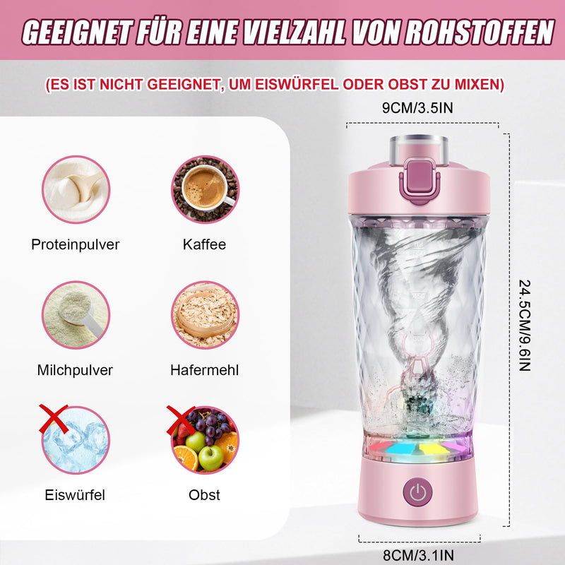 [Australia] - SOARFLY Shaker Electric Protein Shaker with Powder Compartment 650ML Protein Mixer Shaker USB Rechargeable, Electric Shaker for Protein Powder and Milkshake, Electric Protein Shaker, BPA-Free, Pink 