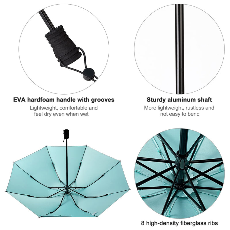 G4Free Hiking Umbrella UPF 50+ Compact Ultralight for Trekking Backpacking | Collapsible Folding Small umbrella, Sun & Rain Protection, Reflective Silver fabric, Trekking Umbrella for Desert Travel Lake Blue