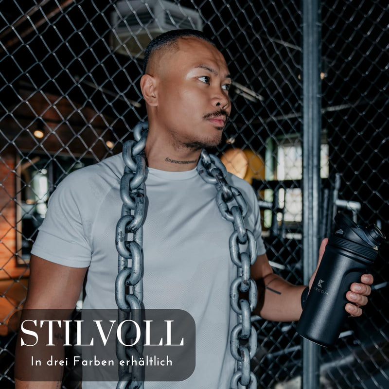 [Australia] - Khroom stainless steel egg white protein shaker 700ml with thermal function Smart strainer for smoothies | Stainless Steel Cup Metal Shaker (White) White 