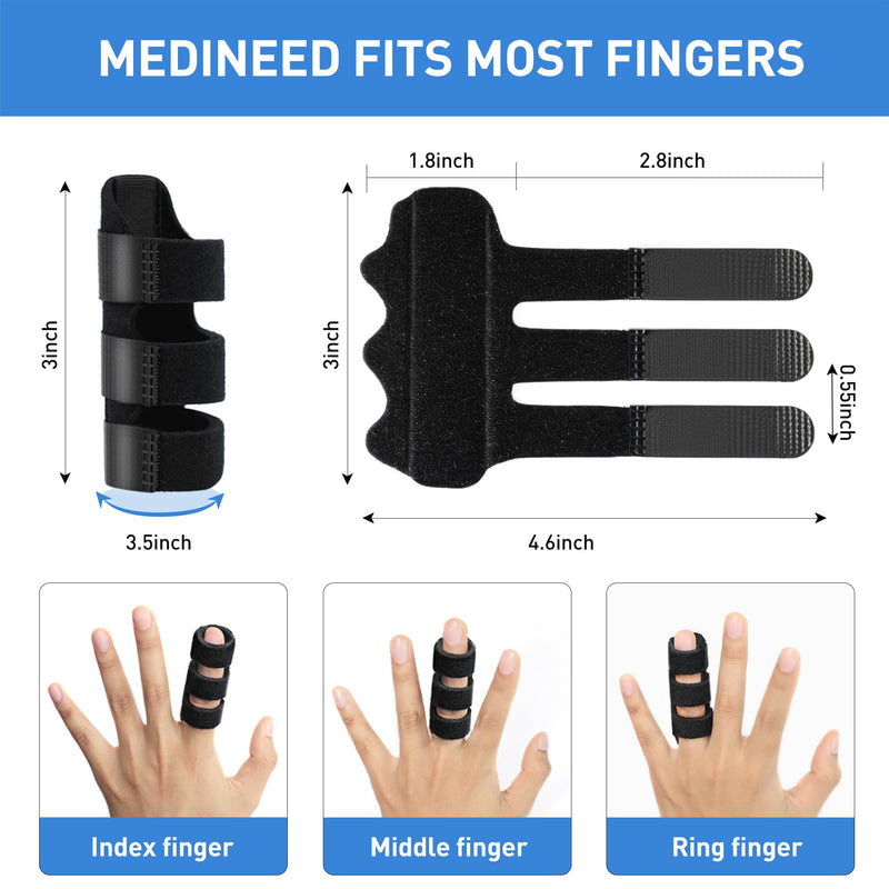 2pcs Trigger Finger Splint & 2pcs Finger Ice Pack，Thumb Splint & finger sleeves For Injuries Cold For Pain Relief Injuries, Arthritis, Sprains,Gel Freeze Sleeve Fit Index, Middle, Thumb, Ring（Black2+2） Black+Black