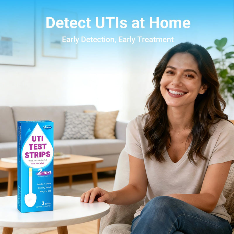 HEAL-CHECK UTI Test Strips, Home Urine Test Kit for Women & Men, 3 Pack | Detect Leukocytes and Nitrite in 2 minutes with easy-grip strips designed for convenient at-home urinary health monitoring 3T