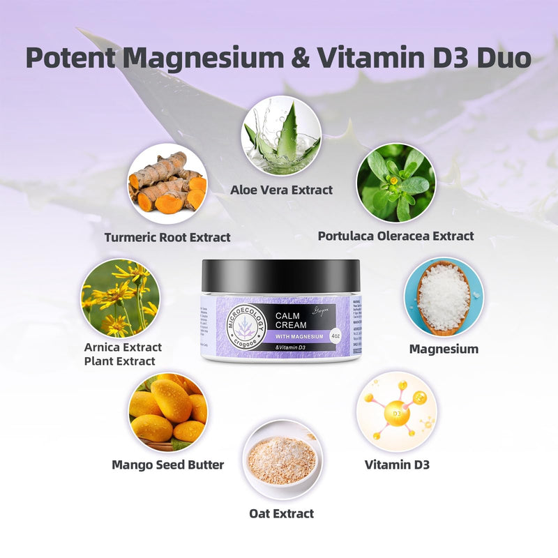 Crogooe Magnesium Cream for Sleep - Moisturizing Nighttime Magnesium Lotion,Hydrating Dry Skin On Body, With Vitamin E,Safe for Kids - 4 OZ (Lavender)