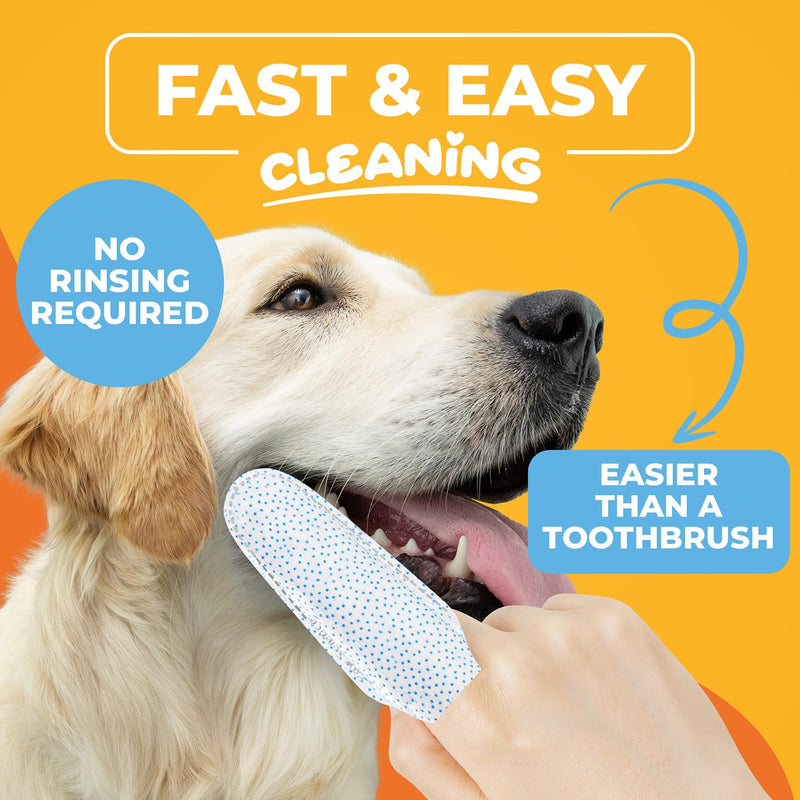 Dog Teeth Cleaning Wipes - Dental Finger Wipes for Cats & Dogs - Pet Toothbrush & Tooth Brushing Kit - Effective Teeth Cleaner - PawsPlanet Australia