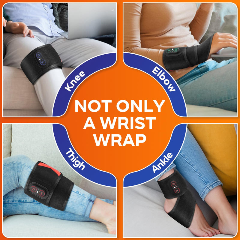 Cordless Wrist Heating Pad for Pain Relief, FSA Eligible Items, Rechargeable Wrist Massager for Carpal Tunnel, Red Light Heated Wrist Brace Wrap, HSA Approved Products Only Black
