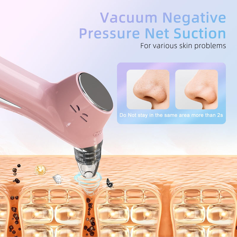 Blackhead Remover Vacuum Facial Pore Cleaner Electric Comedone Whitehead Extractor 5 Suction Probes and 5 Suction Levels Rechargeable Black Heads Remover Tools for Women & Men Facial Skin Care (Pink) Pink