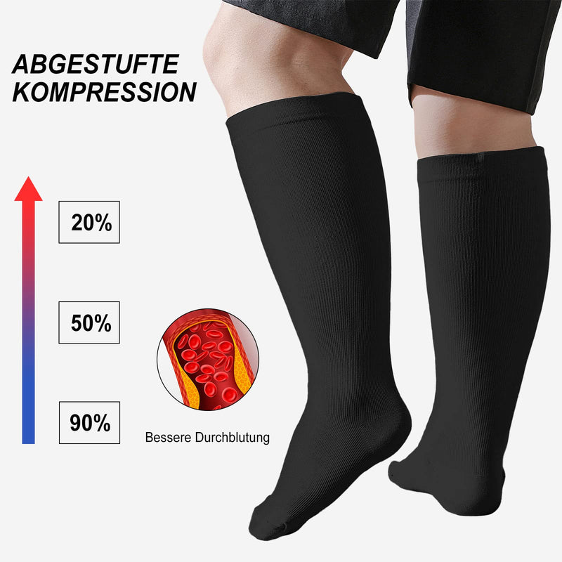 [Australia] - PUTUO women's compression stockings men's compression socks: support stockings men compression socks women thrombosis stockings for sports running flight travel cycling jogging cycling 1 pair black 4XL 