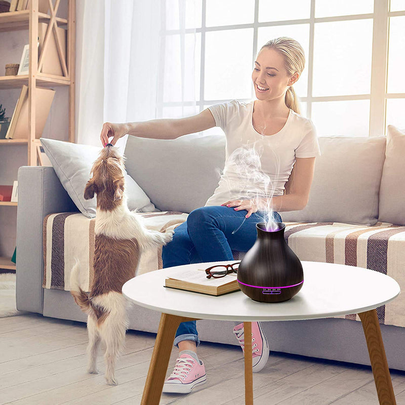 [Australia] - BZseed Aromatherapy Essential Oil Diffuser, 550ml Ultrasonic Fragrant Oil Large Room Humidifier, Diffusers for Home with Timer and Waterless Auto-Off, 7 Color LED Lights,Cool Mist Humidifiers Dark Brown 