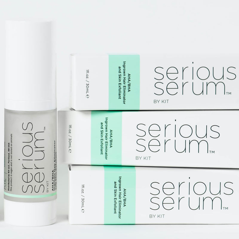 [Australia] - Serious Serum Exfoliating Ingrown Hair Serum – Glycolic, Lactic & Salicylic Acid Formula for Smooth Skin – Razor Bumps, Ingrown Hairs & Razor Burn – Hydrating Formula for Post-Shave & Waxing Care 