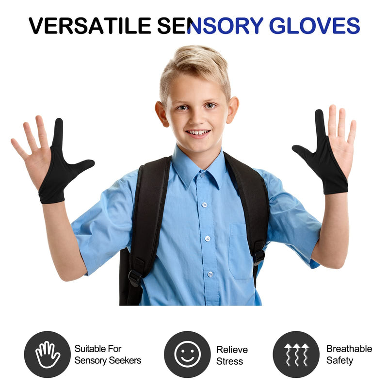 [Australia] - Jiuguva 4 Pcs Thumb Sucking Guard Gloves Kids Stop Thumb Sucking Finger Chewy Breathable Gloves for Ages 8-12 Black, Blue 