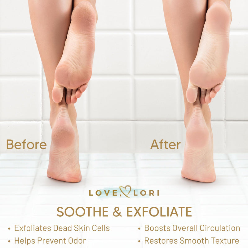 [Australia] - LOVE, LORI Shower Foot Scrubber Mat & Foot Massager with Non-Slip Suction Cups - Cleans, Smooths, Exfoliates & Messages Your Feet Without Bending -Shower Chair Friendly - Grey Large 