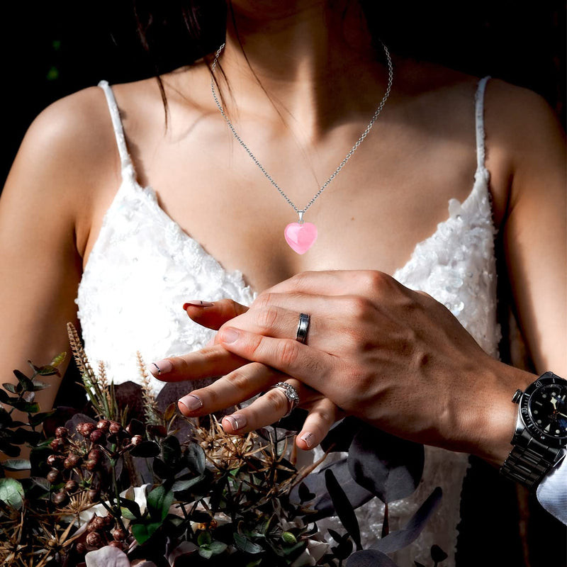 [Australia] - QINJIEJIE Crystal Necklace Quartz Healing Crystals Necklaces for Women Mothers Day Gift Quartz Heart Love Gemstone 1 Pink - Rose Quartz 