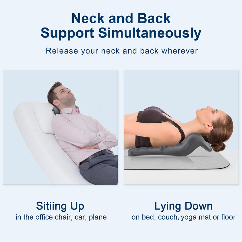 [Australia] - Neck and Shoulder Relaxer with Upper Back Massage Point, Cervical Traction Device Neck Stretcher for TMJ Pain Relief and Cervical Spine Alignment Chiropractic Pillow (Grey) Charcoal Gray 