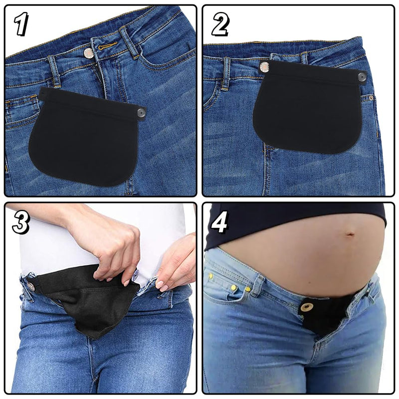 [Australia] - 4 piece waistband extension pregnancy trouser extension with button extension set, women's trouser waistband extension, jeans extension pregnancy for weight fluctuations and early pregnant women 
