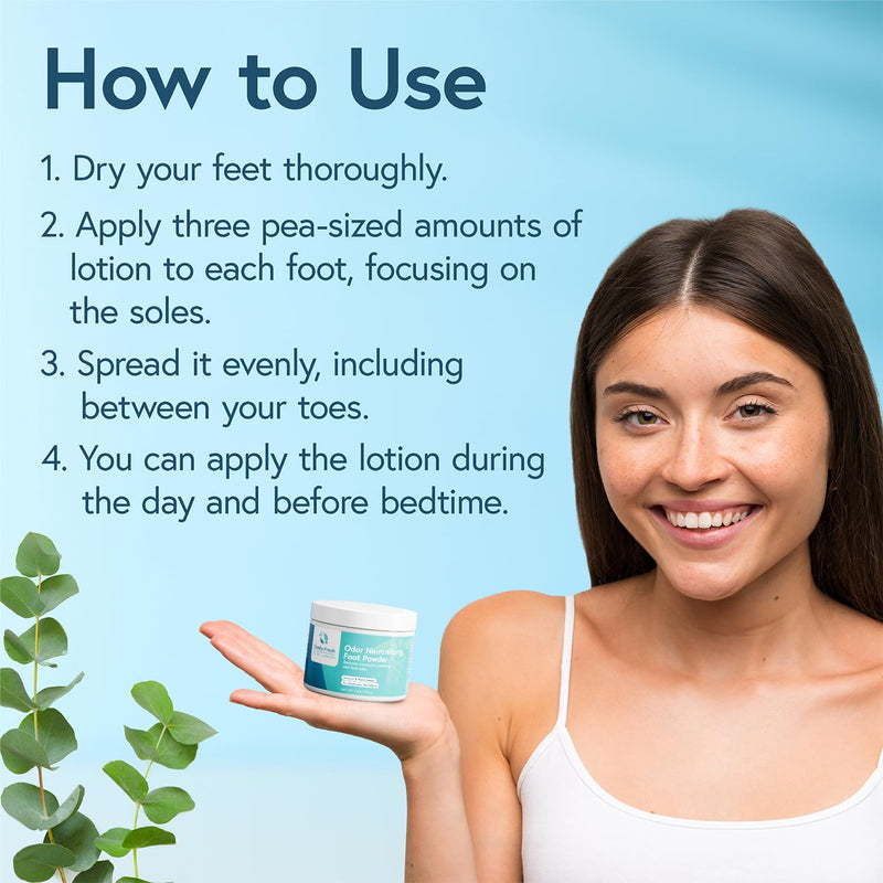 Foot Lotion to Powder for Excessive Sweating - Plant Based Foot Powder for Smelly Feet - Foot Odor Eliminator & Foot Lotion for Dry Feet - 4oz Unscented