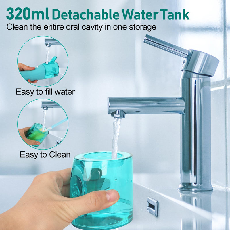 [Australia] - Water Dental Pik Flosser,Grinest 7 Modes Rechargeable Water dental Picks for Teeth Cleaning Cordless Oral Irrigator Portable IPX7 Waterproof tooth flossers for Home Travel-Green Green 