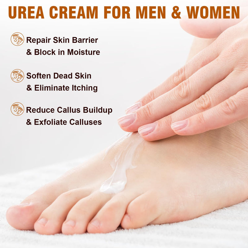 60% Urea Foot Cream with 2% Salicylic Acid for Dry Cracked Heels, Organic Tea Tree Feet Callus Repair Lotion, Maximum Strength Moisturizer with Hyaluronic Acid & Ceramides for Dry, Rough Skin