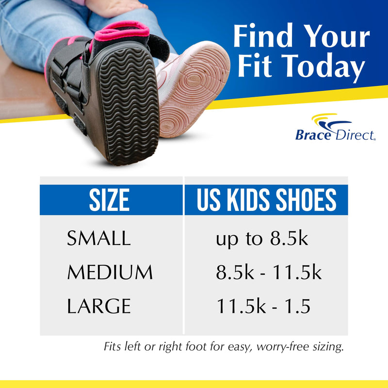 [Australia] - Brace Direct Pediatric Walking Boot – Kids Fracture Boot for Foot Injuries, Ankle Sprains & Post-Op Recovery, Pink (Large, US Kids 11.5K–1.5) L 