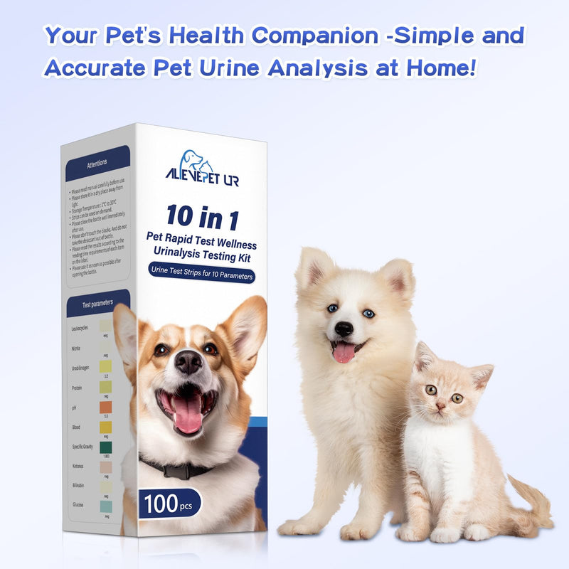 [Australia] - Cat & Dog Urine Test Strips 10-Parameter 100ct, Diabetes Testing, Blood Ketone Testing UTI Test Kit, Glucose, Nitrite, Specific Gravity, pH, Protein, Leukocycles & More.1 Pack 1 Count (Pack of 100) 