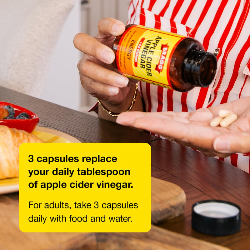 Bragg Energy Apple Cider Vinegar Capsules B Vitamins 90ct - 2 Pack | Organic, boosts natural vitality, gluten-free, non-GMO, vegetarian-friendly, no artificial preservatives, caffeine free 90 Count (Pack of 2)