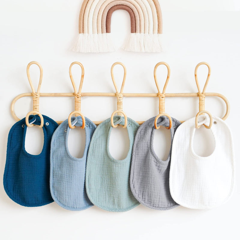 [Australia] - Konssy Muslin Baby Bibs 8 Pack Baby Bandana Drool Bibs Cotton for Unisex Boys Girls, 8 Solid Colors Set for Teething Drooling Blue 