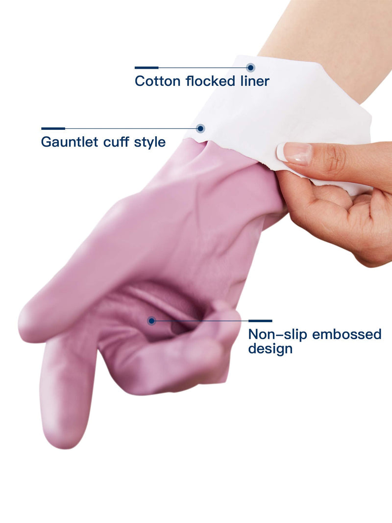 [Australia] - LANON 3 Pairs wahoo Skin-Friendly Cleaning Gloves, Dishwashing Kitchen Gloves with Cotton Flocked Liner, Reusable, Non-Slip, Mauve Mist, Medium Medium (Pack of 3) 