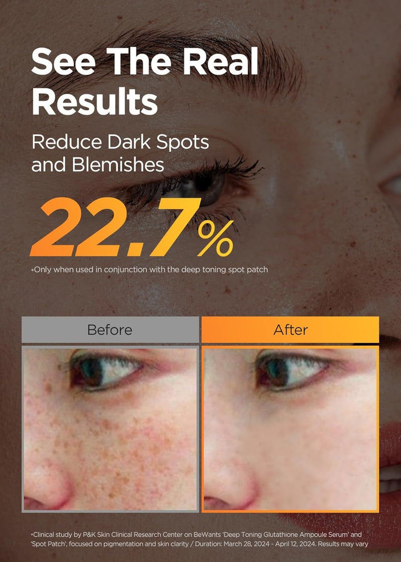 bewants Deep Toning Glutathione Ampoule Serum | Korean Skincare with Vitamin C & Calendula Extract Oil, 1.01 fl.oz + 0.33 fl.oz (2 Pack) Glutathione Serum 2 Pack